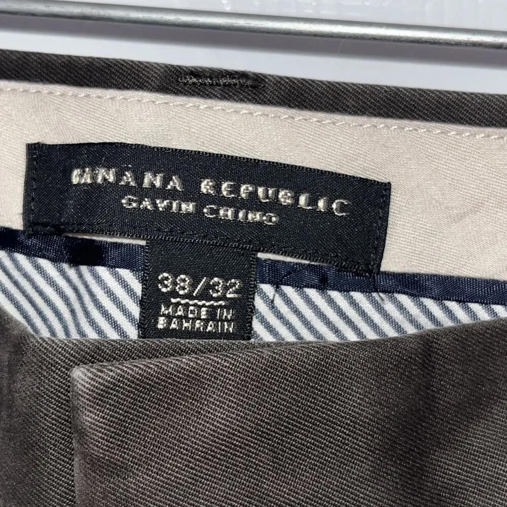 Banana Republic Gavin Chino Pants 38x32 Mens 100% Cotton Khaki- Olive Green